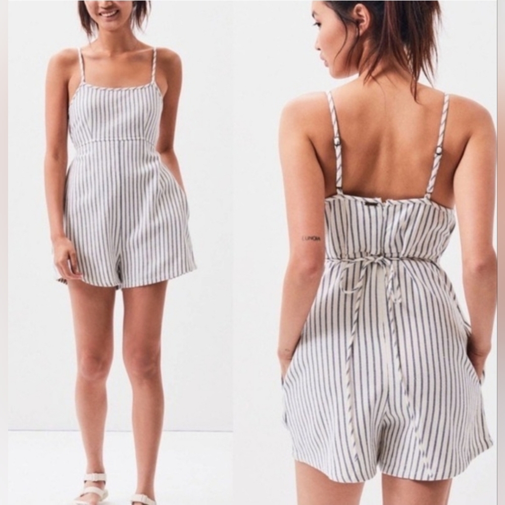 Billabong Blue and White Striped Romper
